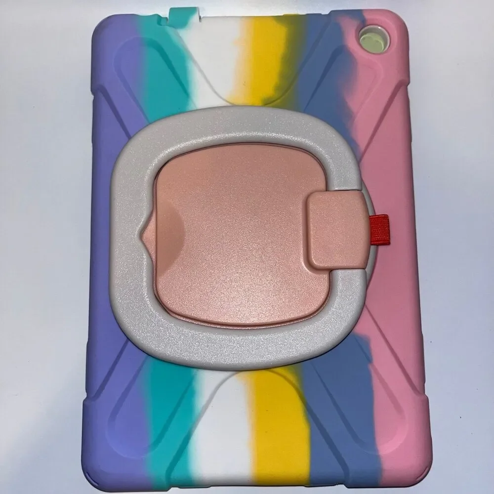 Heavy Duty Hybrid Rugged Shockproof Case 360 Gen/iPad 7th Gen Rainbow Pink
